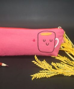 túi vải handmade hình cái cốc màu hồng 1