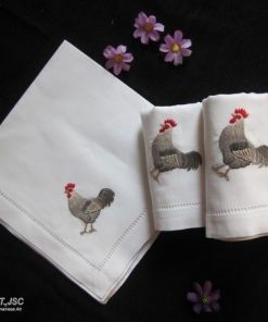 khăn ăn thêu tay hình con gà